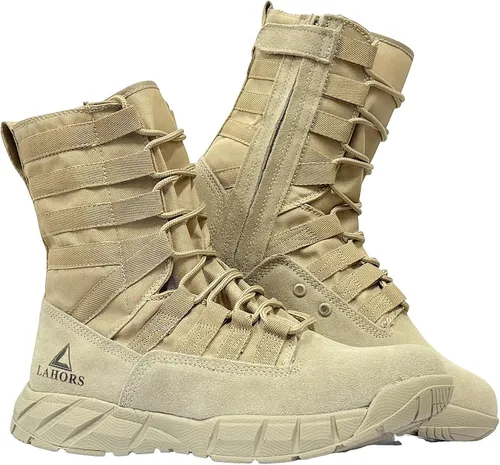 Miniatura 12 de Botas tácticas militares de combate ligeras para hombre. Botas de desierto al aire libre para senderismo, ejército, transpirables, con cremallera