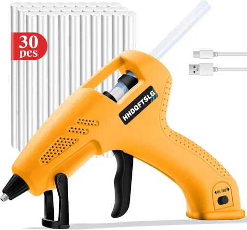Miniatura 9 de Pistola de pegamento caliente inalámbrica con 30 barras de pegamento premium, pistola de pegamento inalámbrica de 20 W, precalentamiento rápido