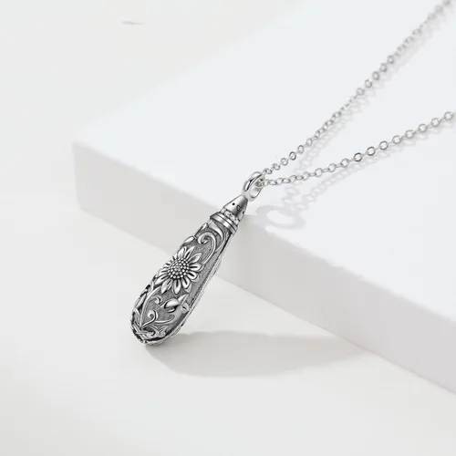 Miniatura 148 de Collar con colgante de urna de cenizas de cremación y árbol de la vida para mujer, plata de ley US1