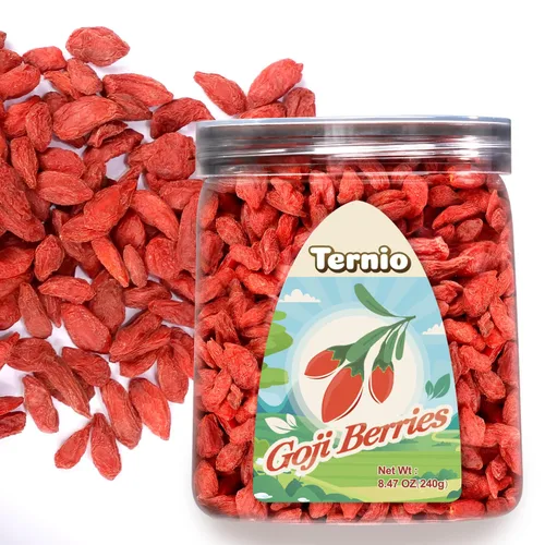 Ternio Organics - Bayas de Goji - 8.2oz/232g - 100% Bayas de Goji Naturales - Sin Sulfatos ni Aditivos - Bayas Grandes - Adecuadas para Hacer Té de