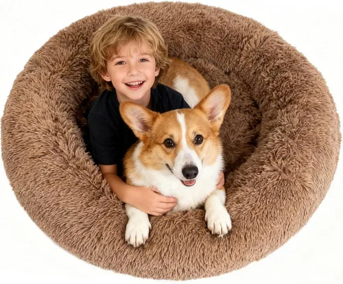 Miniatura 13 de Premium Donut Dog Bed,Dual Memory Foam Orthopedic Beds for Large Sized Dogs,Thick Cooling Gel Fluffy Calming Pet Couch with Removable Waterproof