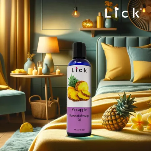 Miniatura 6 de Lick Aceite de masaje con sabor a piña, aceite de masaje comestible dulce tropical con vitamina E, deslizamiento suave y seguro para el cuerpo