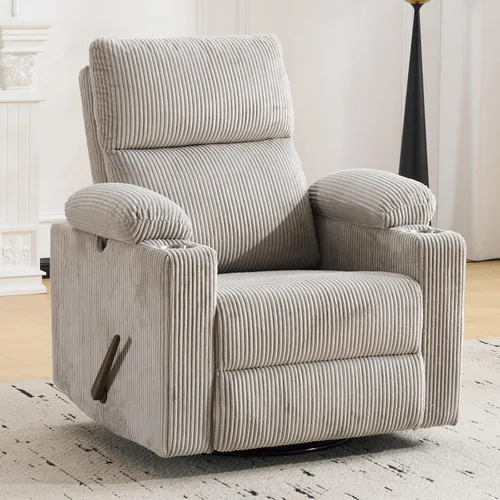 Miniatura 23 de Silla Reclinable Eléctrica de Gran Tamaño Giratoria Deslizante con Masaje y Calor, Sillón Reclinable Giratorio Mecedor con Reposabrazos Ajustables