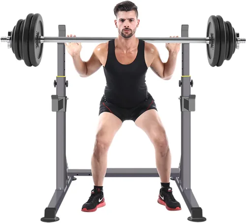 Miniatura 6 de Rack ajustable para sentadillas, rack multifuncional para barras para levantamiento de pesas y entrenamiento de fitness en gimnasio casero, prensa