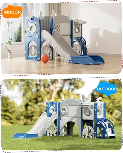 Miniatura 6 de XJD Tobogán para Niños Pequeños, Tobogán 13 en 1 para Niños Pequeños, Nueva Actualización con Set de Golf, Aro de Baloncesto, Pizarra de Dibujo