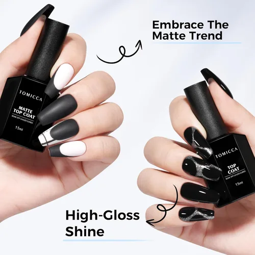 Miniatura 8 de TOMICCA Capa superior de gel mate, 0.5 onzas líquidas, acabado mate para esmalte de uñas de gel, remojar LED UV para curar de larga duración