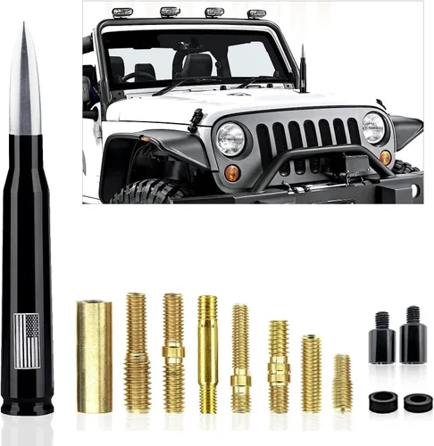 Miniatura 9 de gunhunt 1 PC Diseño de Bandera Americana Antena para Coche y Camión, Antena de Bala para Coche y Camión, Diseño Antirrobo Mejora la Señal Reemplazo