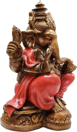 Miniatura 2 de Ganesha - Cabeza de elefante y cuerpo humano que elimina obstáculos del camino de uno, decoración de dormitorio, oficina en casa, estatua Rojo