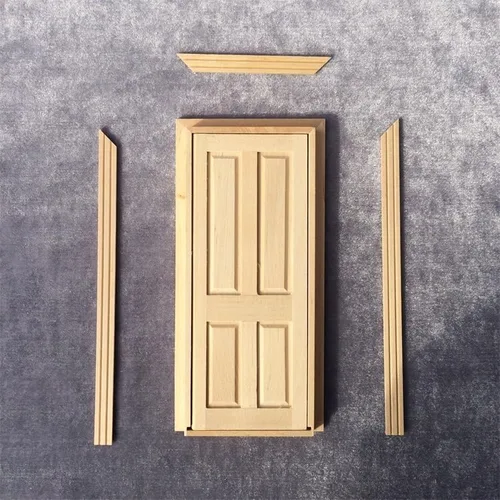 Miniatura 5 de Casa de muñecas AirAds 1:12 Miniatures 4 paneles puerta madera sin terminar