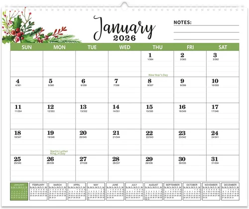 Calendario de pared 2026, calendario de 18 meses, enero 2026 a junio 2027, 14.6 x 11.8 pulgadas, calendario de escritorio 2026 con bloques grandes,