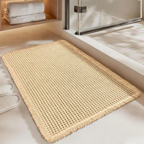 Miniatura 11 de Alfombra de Baño de Lujo tipo Waffle, Súper Absorbente Antideslizante, Alfombras de Baño Bohemias, Ultra Suaves y Cómodas, Lavables a Máquina