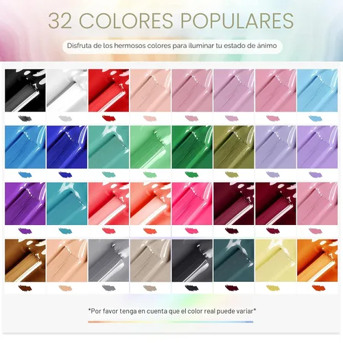 Miniatura 3 de JODSONE Juego de 36 esmaltes de uñas de gel, 32 colores, capa base, capa superior brillante mate y purpurina, juego de esmalte de uñas verde, azul