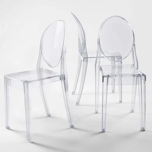 Miniatura 10 de Efavormart - Silla apilable de acrílico transparente Phoenix Chiavari, silla con respaldo ovalado sin brazos de resina transparente Phoenix apilable