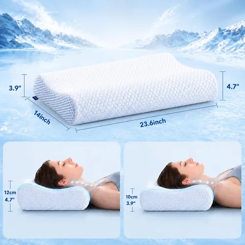 Miniatura 2 de DR.DREAM Almohada de espuma viscoelástica para dormir, gel refrescante, ergonómica, firmeza de contorno para aliviar el dolor de cuello, hombros