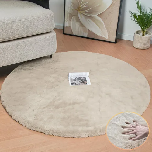 Miniatura 25 de ORINOVA Alfombra de felpa marrón claro beige de 8 x 10 pies para sala de estar, alfombra bohemia esponjosa de piel de conejo grande para dormitorio