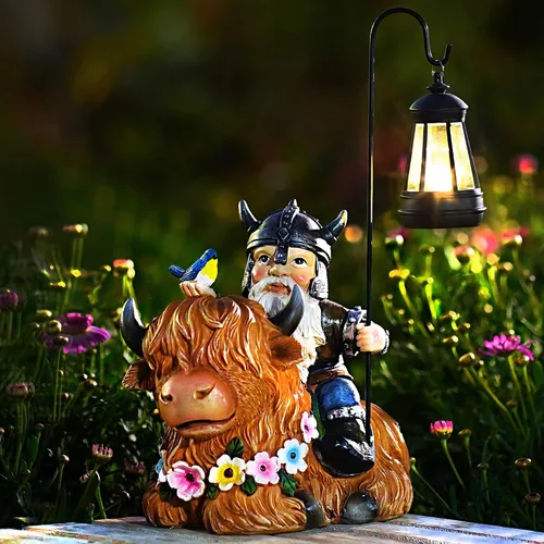 Miniatura 6 de Gnomo de jardín para exteriores, estatua de vaca de las tierras altas, gnomos de otoño, decoraciones de Navidad para patio, césped, porche, regalos