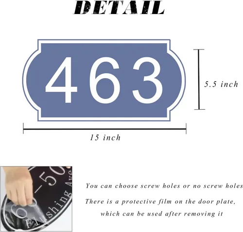 Miniatura 2 de Letrero de dirección personalizado para casa, placa de aluminio para número de casa, letrero de dirección horizontal, números de casa reflectantes