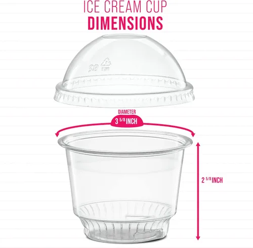Miniatura 4 de Vasos de postre de plástico transparente de 8 onzas con tapas de cúpula sin agujero, 50 juegos de cuencos desechables para helados, parfait