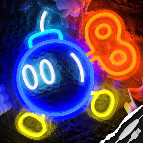 Miniatura 2 de Señal de Neón de Juegos para Decoración de Habitación de Juego, Luces de Neón de Anime Enchufables y Regulables con USB para Dormitorio de Niños
