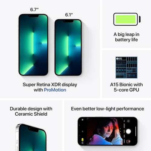 Miniatura 5 de Apple iPhone 13 Pro Max, 256 GB, Plata - Desbloqueado (Renovado)