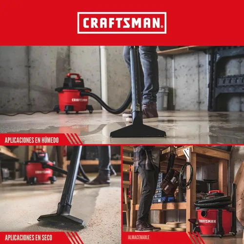 Miniatura 4 de CRAFTSMAN CMXEVBE17584 Aspiradora húmeda y seca de 6 galones, 3.5 pico de HP, aspiradora portátil para tienda húmeda y seca con filtro, bolsa