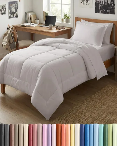 Miniatura 48 de Juego de edredón individual – Juego de ropa de cama en una bolsa de 5 piezas tamaño Queen – Edredón alternativo al plumón, sábana encimera, sábana