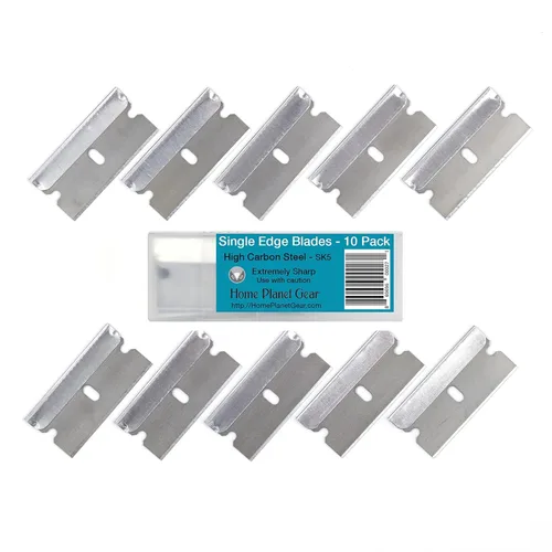 Miniatura 5 de Cuchillas de afeitar de un solo filo, dos paquetes de 10 unidades, 20 cuchillas, repuesto de cuchilla de afeitar de acero SK5 resistente en una