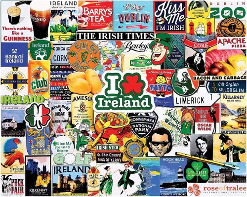 Miniatura 2 de White Mountain Rompecabezas de 1000 piezas de collage de cultura irlandesa con piezas grandes para adultos y familia de 24 x 30 pulgadas - I Love