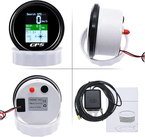 Miniatura 9 de KAOLALI Velocímetro GPS para embarcaciones de 85 mm, velocímetro GPS, odómetro, medidor de velocidad digital, impermeable, mph, nudos y km/h Negro