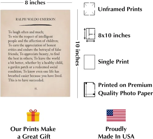 Miniatura 2 de AMERICAN LUXURY GIFTS Cita de Ralph Waldo Emerson con texto en inglés «To Laugh Often and Much Ralph Waldo Emerson», arte de pared poético