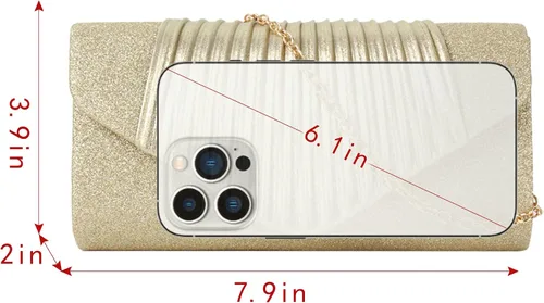 Miniatura 2 de Bolso de mano de noche con purpurina brillante con cadena, bolso para ocasiones especiales para bodas, fiestas, bailes de graduación
