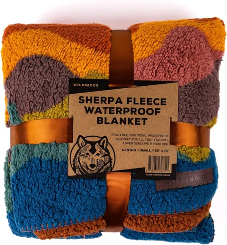 Wilderdog Manta impermeable para perro Sherpa Fleece - 50" x 40" - Canyon