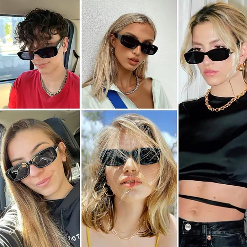 Miniatura 3 de Tskestvy Gafas de sol rectangulares para mujer, gafas de sol retro de los años 90, modernas, Y2K, estéticas, vintage, cuadradas