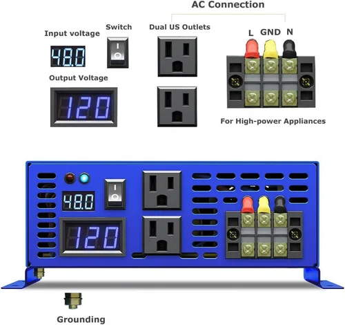 Miniatura 3 de Inversor de onda sinusoidal pura de 3500 vatios 48 V a 110 V 120 V CA convertidor de potencia inversa de sobretensión de 7000 W para sistema solar