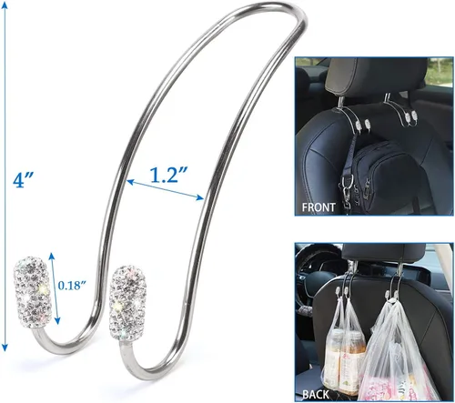 Miniatura 2 de ToBeQueen Juego de accesorios de automóvil con brillos para mujer y niña, collares para reposacabezas de automóvil con brillos, cargador
