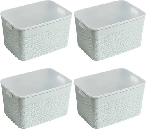 Miniatura 13 de HANAMYA Organizador de contenedores de almacenamiento con tapa Contenedor organizador de almacenamiento, 4 litros, juego de 6, menta
