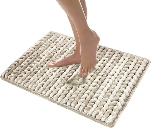 Miniatura 13 de MICRODRY - SoftLux - Tapetes de baño trenzados para baño, súper absorbente, tapetes de baño de espuma viscoelástica con base antideslizante GripTex
