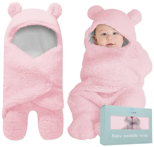 Miniatura 12 de BlueMello Manta de envoltura para bebé Peluche ultrasuave esencial para bebés de 0 a 6 meses Envoltura de recepción beige Ideal para la lista