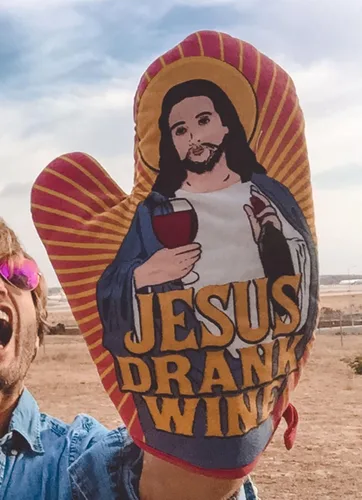 Miniatura 5 de Jesús bebió vino guante de horno divertido religión beber vino amante novedad guante de cocina divertido gráfico ropa de cocina religioso vino