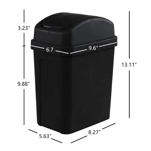 Miniatura 3 de Paquete de 4 cubos de basura pequeños de 7 L con tapa giratoria, cubo de basura de plástico negro