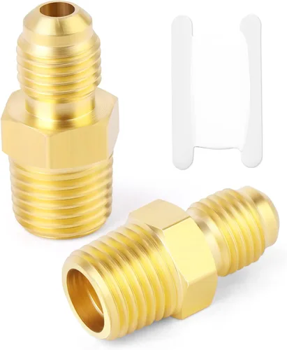 Miniatura 35 de GASHER Adaptador de codo de montaje de tubo de latón de 1/2 pulgada flare x 1/2 pulgada NPT macho Pipe