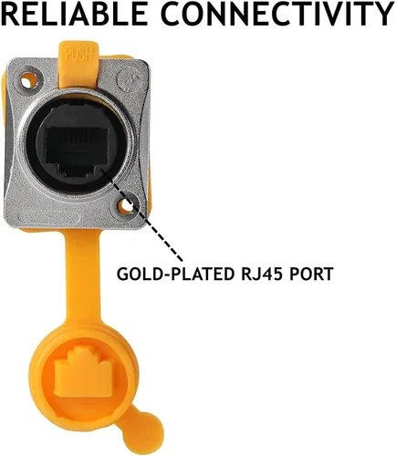 Miniatura 2 de PENGLIN Acoplador de montaje en panel RJ45, conector de panel RJ45 tipo D, CAT6/5E/CAT5 hembra a hembra, enchufe de paso de red LAN con tapa