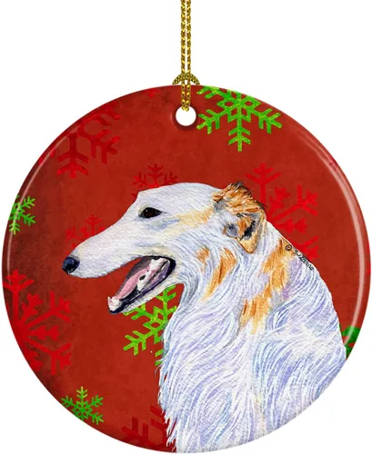 Miniatura 17 de Caroline's Treasures Bulldog English - Copos de nieve rojos y verdes, adorno de cerámica de Navidad, decoración colgante para el hogar, Navidad