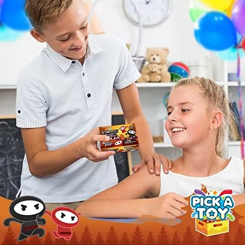 Miniatura 7 de PICK A TOY Juguetes ninja para niños y niñas, suministros de recuerdos de fiesta, ninjas voladores elásticos, 24 piezas, juguetes de tirachinas