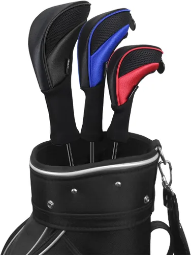 Scott Edward Juego de 3 fundas para cabezas de palos de golf para Fairway Driver de madera híbrida, cuello largo de malla con etiquetas mixto