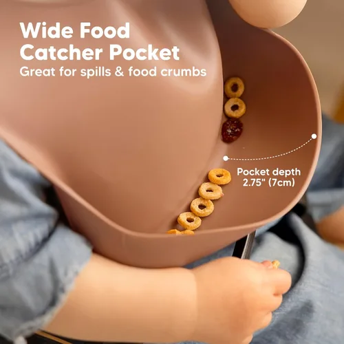 Miniatura 4 de KeaBabies Paquete de 2 baberos de silicona para bebés, niñas y niños, baberos resistentes de grado alimenticio para comer, atrapa alimentos grandes