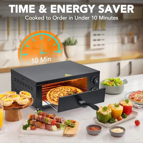 Miniatura 2 de Horno de pizza comercial de alta velocidad de 12 pulgadas 1100 W Acero inoxidable sellado con temporizador de 60 minutos para pizzería, camión