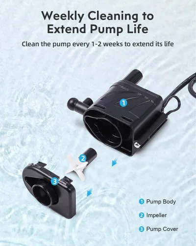 Miniatura 5 de URUQ Bomba de agua de repuesto para acuario 2.0: accesorios de acuario pequeña bomba de agua ultra silenciosa, solo compatible con acuarios URUQ