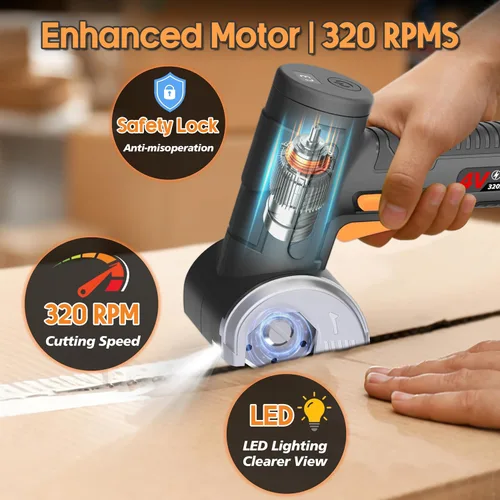 Miniatura 3 de Tijeras eléctricas inalámbricas mejoradas 2026: hoja de tungsteno más grande de 1.84 pulgadas, apertura más ancha, 320 RPM, grosor máximo de 1/3