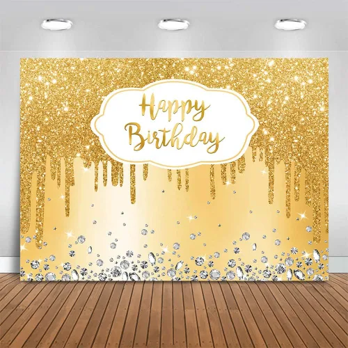 Mocsicka Telón de fondo de fiesta de cumpleaños de color oro rosa para mujer, diamantes con purpurina, fondo de feliz cumpleaños, decoraciones de